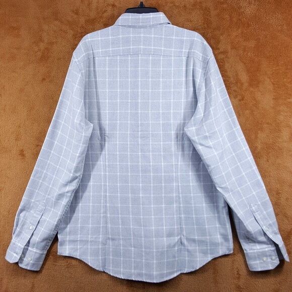 BLOOMINGDALES Shirt Mens Medium Gray Check Button Up Long Sleeve Flannel - Picture 4 of 7